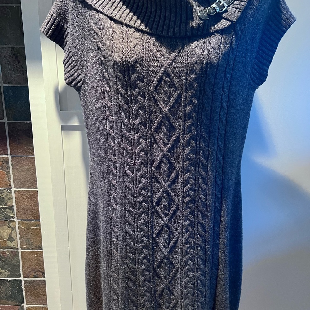 dressbarn Heather Gray Cowl Neck Sweater Dress